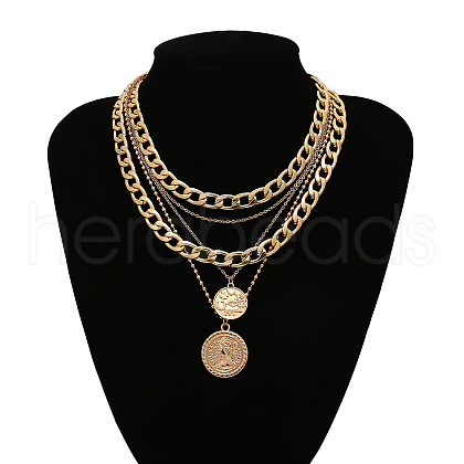 Alloy Disc Pendant Multi Layered Necklaces for Women FS-WGAC560-03-1