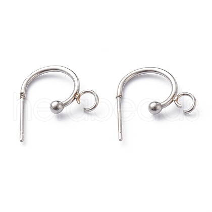 Non-Tarnish 304 Stainless Steel Half Hoop Earrings STAS-Z028-B02-P-1