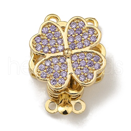 Brass Micro Pave Cubic Zirconia Box Clasps KK-U037-23G-01-1