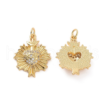 Rack Plating Brass Micro Pave Cubic Zirconia Pendants KK-C008-29G-1