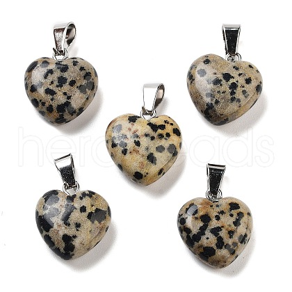 Natural Dalmatian Jasper Charms HEAR-PW0001-057-04-1