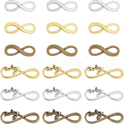 SUPERFINDINGS 120Pcs 6 Styles Tibetan Style Alloy Infinity with Hope Connector Charms TIBE-FH0001-20-1