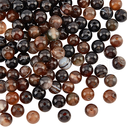 Olycraft Natural Striped Agate/Banded Agate Beads Strands G-OC0003-56A-02-1