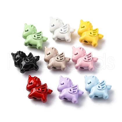9 Colors Spray Painted Alloy Beads PALLOY-V002-19-1