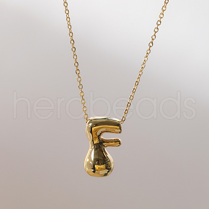 Brass Chunky Initial Pendant Necklaces WG97A63-06-1