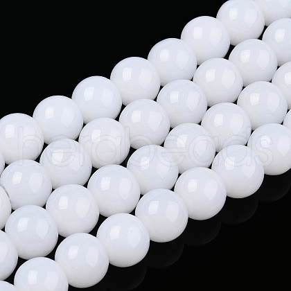 Imitation Jade Glass Beads Strands GLAA-T032-J8mm-01-1