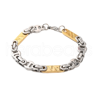 201 Stainless Steel Byzantine Chain Bracelets BJEW-B078-115GP-1