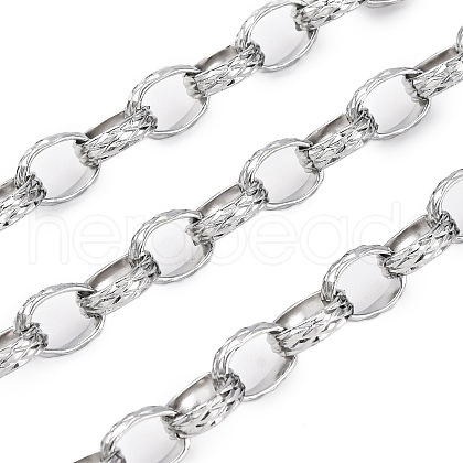 304 Stainless Steel Textured Rolo Chains STAS-P386-08P-1