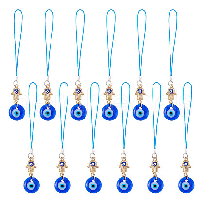 12Pcs Transparent Glass Pendant Decorations HJEW-GO00021-1