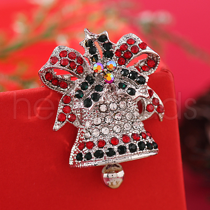 Christmas Theme Zinc Alloy Rhinestone Brooches for Backpack Clothes LK8386-6-1