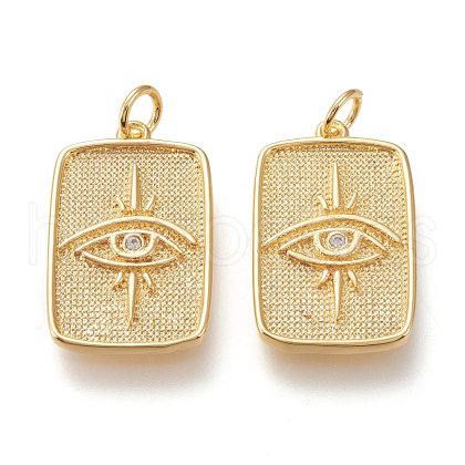 Brass Micro Pave Clear Cubic Zirconia Pendants X-ZIRC-I044-49G-1