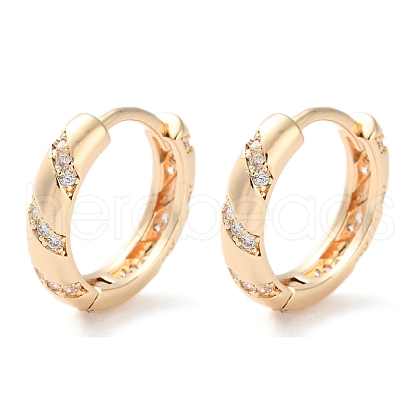 Brass Micro Pave Clear Cubic Zirconia Hoop Earrings EJEW-C121-01G-1