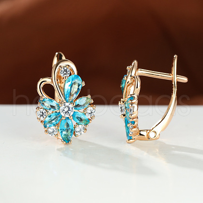Brass Micro Pave Cubic Zirconia Hoop Earrings WG0C687-11-1