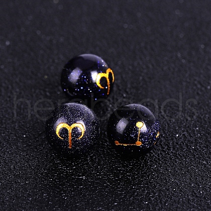 Synthetic Blue Goldstone Carved Constellation Beads PW-WG92554-01-1