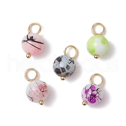 Drawbench & Baking Painted Glass Pendants PALLOY-JF03540-02-1