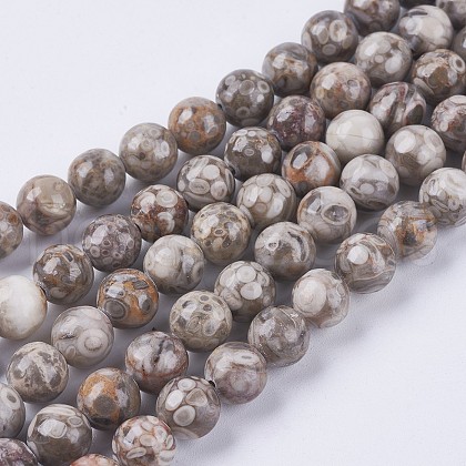 Natural Maifanite/Maifan Stone Beads Strands X-G-I187-8mm-01-1