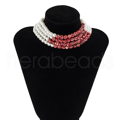Plastic Pearl Bloody Layered Gothic Choker Necklaces for Halloween Party WGBE0F0-04-1