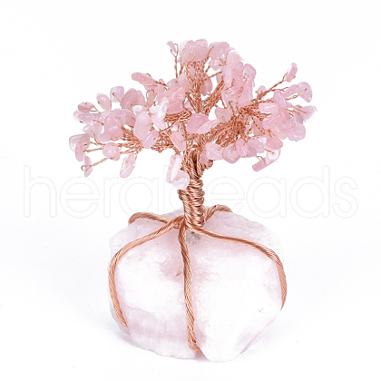 Natural Rose Quartz Chips and Rose Quartz Pedestal Display Decorations G-S282-07-1