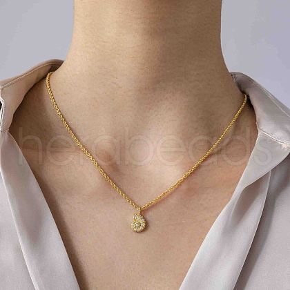 Bohemian Style Conch-Shaped Brass Micro Pave Clear Cubic Zirconia Pendant Necklaces FS-WG14736-01-1