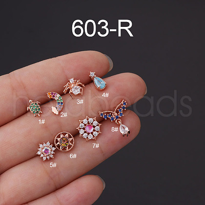 316L Surgical Stainless Steel Micro Pave Cubic Zirconia Cartilage Earrings WG7DF17-23-1