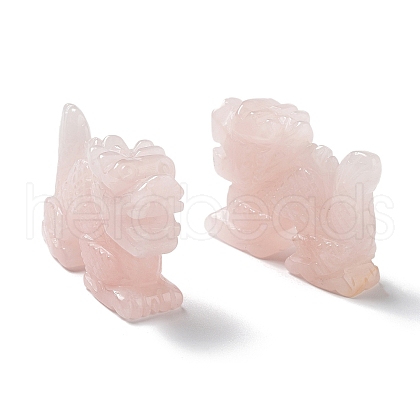 Natural Rose Quartz Carved Healing Dragon Figurines DJEW-F025-02C-1