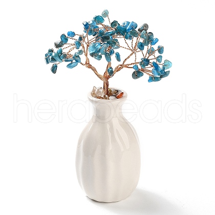 Mother's Day Natural Apatite Chips Money Tree Decorations DJEW-C016-01E-1