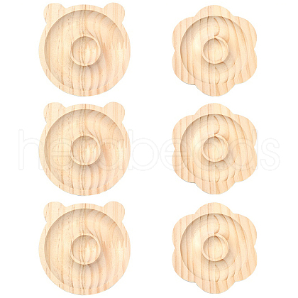 2Pcs 2 Styles Beech Wooden Bangle & Bracelet & Finger Ring & Beads Display Holder Tray AJEW-YW0001-26-1