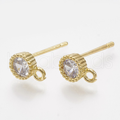 Brass Cubic Zirconia Stud Earring Findings KK-T035-82-1