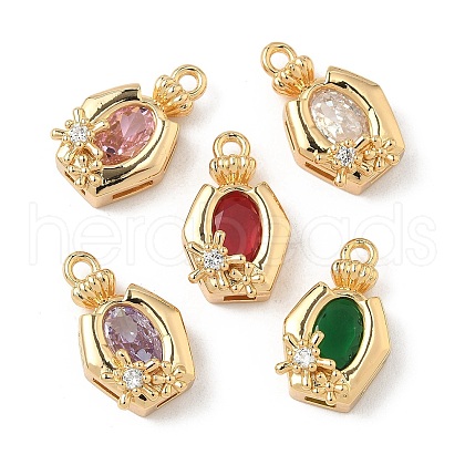 Brass Micro Pave Cubic Zirconia Pendants KK-S531-06G-1