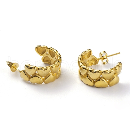 304 Stainless Steel Heart Stud Earrings for Women EJEW-K244-07G-1