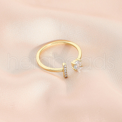 Fashionable Brass Cubic Zirconia Cuff Rings FS-WG4936F-19-1