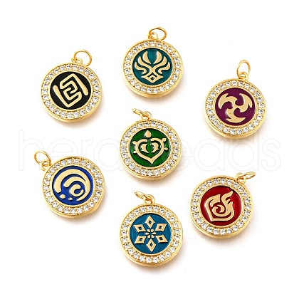 Brass Rhinestone Enamel Pendants KK-D362-04G-1