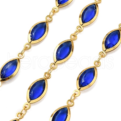 Brass Glass Horse Eye Link Chains CHC-R001-03G-02-1