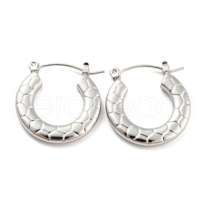 Non-Tarnish Texture Ring 304 Stainless Steel Hoop Earrings for Women EJEW-C067-05P-1
