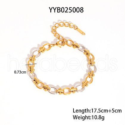 Stainless Steel Link Chain Bracelets Set for Women IX7784-3-1
