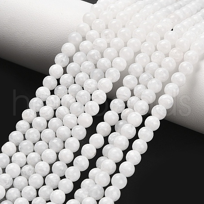 Natural White Jade Beads Strands X-GSR4mmC067-1