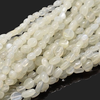 Natural White Moonstone Nuggets Beads Strands G-J335-45-1
