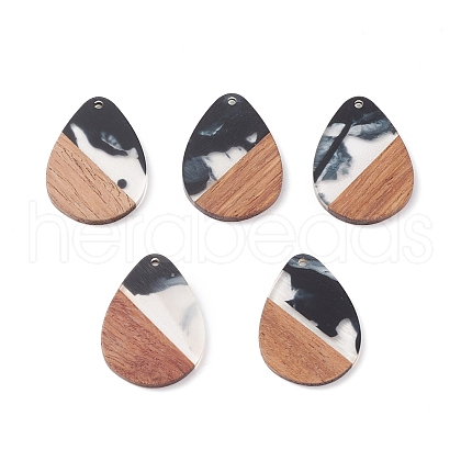 Pearlized Resin & Walnut Wood Pendants WOOD-C016-01I-1