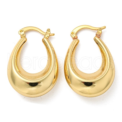 Rack Plated Chunky Teardrop Brass Hoop Earrings for Women EJEW-Z048-11G-1