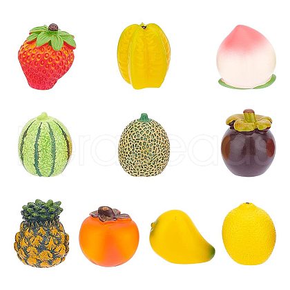  10Pcs 10 Styles Imitation Fruit Resin Display Decorations DJEW-NB0001-34-1