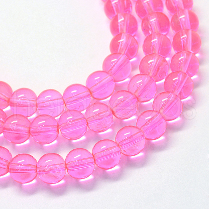Baking Painted Transparent Glass Round Bead Strands X-DGLA-Q022-6mm-02-1