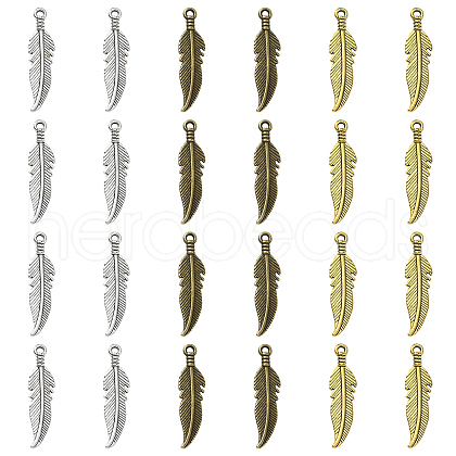30Pcs 3 Colors Alloy Pendants FEAT-CJ0001-01-1