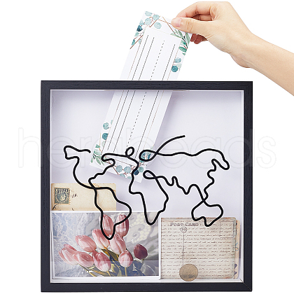 Square Wood Wall Mounted Stamp Storage Boxes with Clear Acrylic Window CON-WH20005-02A-1