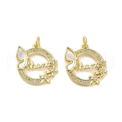 Mother's Day Brass Micro Pave Clear Cubic Zirconia Pendants KK-K365-23G-1