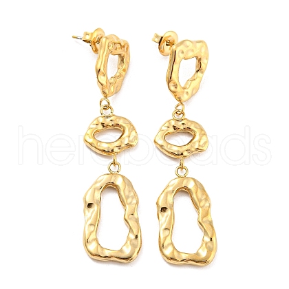 Hammered 304 Stainless Steel Stud Earrings EJEW-C067-21G-1