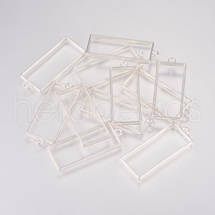 Rack Plating Alloy Rectangle Open Back Bezel Pendants PALLOY-S047-11B-FF-1