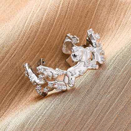Brass Micro Pave Clear Cubic Zirconia Cuff Rings for Women RJEW-G345-02P-1