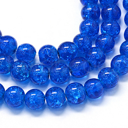 Baking Painted Transparent Crackle Glass Round Bead Strands DGLA-Q018-10mm-69-1