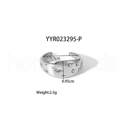 Geometric Stainless Steel Open Cuff Rings with Irregular High-end Feel NH8943-8-1