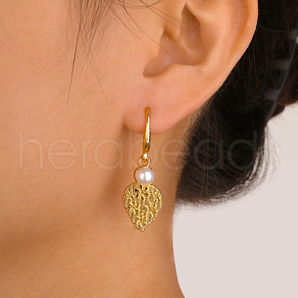 Brass Imitation Pearl Dangle Earrings GH2902-2-1